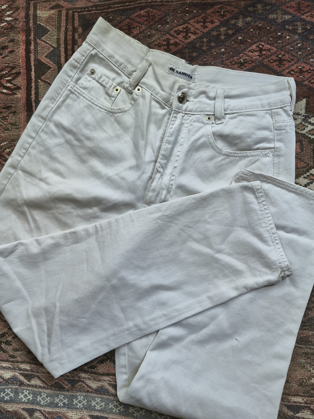 Jil Sander Women's White Straight Chinos